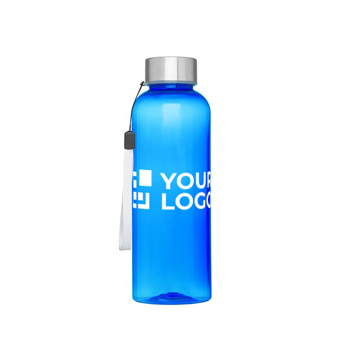Auslaufsichere Wasserflasche aus recyceltem Kunststoff bedrucken, 500 ml Ansicht mit Druckbereich
