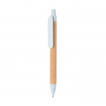 Kugelschreiber aus Kork & Straw Fibre | Blaue Tinte farbe hellblau