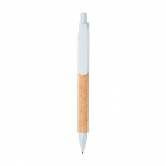 Kugelschreiber aus Kork & Straw Fibre | Blaue Tinte farbe hellblau zweite Ansicht