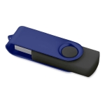 Bedruckbarer USB-Stick mit schwarzem Gehäuse und farbigem Metallclip farbe blau