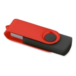 Bedruckbarer USB-Stick mit schwarzem Gehäuse und farbigem Metallclip farbe rot