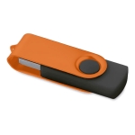 Bedruckbarer USB-Stick mit schwarzem Gehäuse und farbigem Metallclip farbe orange