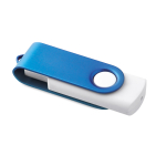 USB-Stick mit weißem Gehäuse und Farbclip als günstiges Werbemittel farbe blau