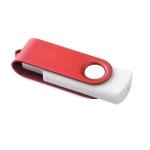 USB-Stick mit weißem Gehäuse und Farbclip als günstiges Werbemittel farbe rot