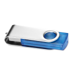 USB-Stick mit transparentem Gehäuse mit silberfarbenem Clip farbe blau