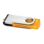 USB-Stick mit transparentem Gehäuse mit silberfarbenem Clip farbe orange