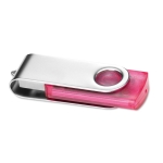 USB-Stick mit transparentem Gehäuse mit silberfarbenem Clip farbe rosa