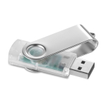 USB-Stick mit transparentem Gehäuse mit silberfarbenem Clip