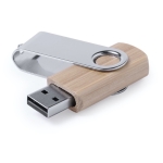 Bedruckbarer USB-Stick mit Holzgehäuse und drehbarem Metallclip farbe heller holzton