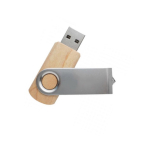 Bedruckbarer USB-Stick mit Holzgehäuse und drehbarem Metallclip farbe heller holzton