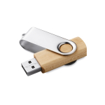 Bedruckbarer USB-Stick mit Holzgehäuse und drehbarem Metallclip farbe heller holzton