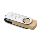 Bedruckbarer USB-Stick mit Holzgehäuse und drehbarem Metallclip farbe heller holzton