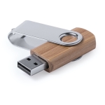 Bedruckbarer USB-Stick mit Holzgehäuse und drehbarem Metallclip farbe dunkler holzton