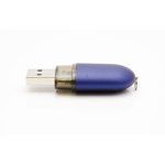 USB-Stick in Form einer matten Kunststoff-Kapsel als Werbemittel farbe blau