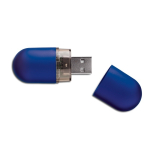 USB-Stick in Form einer matten Kunststoff-Kapsel als Werbemittel farbe blau