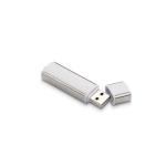 Eleganter USB-Stick mit Kappe und glänzendem Metalleffekt bedrucken farbe weiß