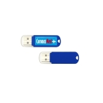 Günstiger USB-Stick aus Kunststoff, Logo mit Resin-Druck auf Gehäuse farbe blau