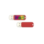 Günstiger USB-Stick aus Kunststoff, Logo mit Resin-Druck auf Gehäuse farbe rot