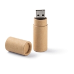 Zylindrischer USB-Stick aus recyceltem Karton als Messegeschenk farbe beige