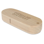 Holz-USB-Memorystick als Öko-Werbemittel mit Gravur oder Siebdruck farbe heller holzton