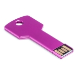 Aluminium-USB-Stick in Schlüsselform mit Logo bedrucken farbe pink