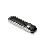 Eleganter USB-Stick aus Metall mit Lederdetail als exklusives Geschenk farbe schwarz