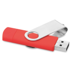 Dualer USB-Stick mit A- und C-Anschluss in vielen Farben bedrucken farbe rot