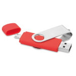 Dualer USB-Stick mit A- und C-Anschluss in vielen Farben bedrucken farbe rot