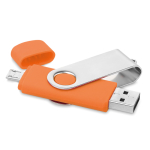 Dualer USB-Stick mit A- und C-Anschluss in vielen Farben bedrucken farbe orange