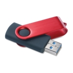 Drehbarer USB-Stick 3.0 aus schwarzem Kunststoff und farbigem Metall farbe rot