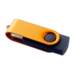 Drehbarer USB-Stick 3.0 aus schwarzem Kunststoff und farbigem Metall farbe orange