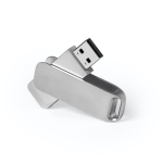 Bedruckbarer USB-Stick mit drehbarem Metallclip und Aufhangfunktion farbe silber