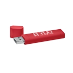 Länglicher eleganter USB mit lasergraviertem Logo, das leuchtet farbe rot