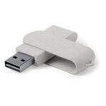 Bedruckbarer USB-Stick mit Gehäuse und Clip aus Weizenrohr und ABS farbe beige