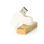 Bedruckbarer USB-Stick mit Gehäuse und Clip aus Weizenrohr und ABS farbe beige