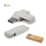 Bedruckbarer USB-Stick mit Gehäuse und Clip aus Weizenrohr und ABS farbe beige