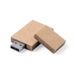 Minimalistischer USB-Stick aus reyceltem Karton für Messekunden farbe beige