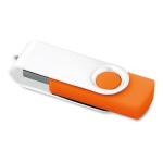 Drehbarer USB-Stick mit weißem bedruckbarem Metall-Clip farbe orange