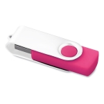 Drehbarer USB-Stick mit weißem bedruckbarem Metall-Clip farbe pink