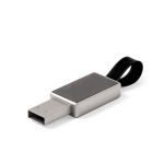 Metallischer USB-Stick mit beleuchtetem Logo und Band für Messekunden farbe silber