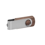 USB-Stick mit dunklem Holzgehäuse und drehbarem Metallclip farbe dunkler holzton