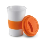 To Go Becher aus Keramik mit Silikonband und Deckel, 400 ml farbe orange zweite Ansicht