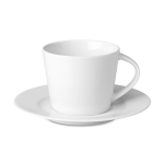 Weiße Cappuccino Tasse mit Untertasse aus Porzellan, 160 ml farbe weiß