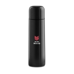 Thermosflasche aus Edelstahl mit Logo im Rundum-Druck, 500 ml farbe schwarz dritte Hauptansicht