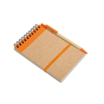 Recyceltes Notizbuch mit Blankopapier und Kuli aus recyceltem Papier farbe orange