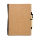 Notizbuch aus recyceltem Blankopapier und Kuli, B5 farbe beige