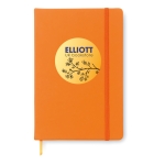 A5-Notizbuch im Soft-PU-Einband und Blankoseiten mit Logo bedrucken farbe orange Hauptansicht