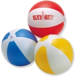 Strandball zum Aufblasen mit farbigen Streifen mit Logo bedrucken farbe blau zweite Ansicht