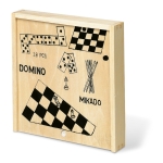 Spielesammlung in Holzbox mit Mikado, Domino, Schach und Dame farbe holzton zweite Ansicht