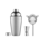 Cocktail-Set mit Shaker, Messbecher und Barsieb aus Edelstahl, 500 ml farbe glänzendes silber